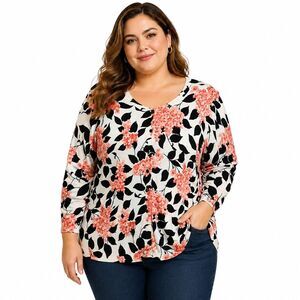 Talbots Sweater Womens XL Multicolor Floral Print Long Sleeve Knit Pullover